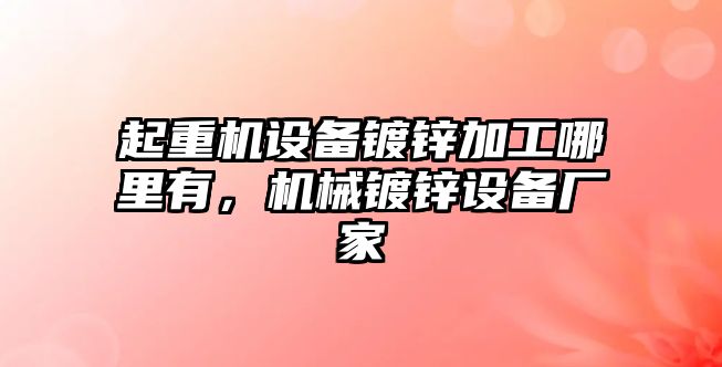 起重機設備鍍鋅加工哪里有，機械鍍鋅設備廠家