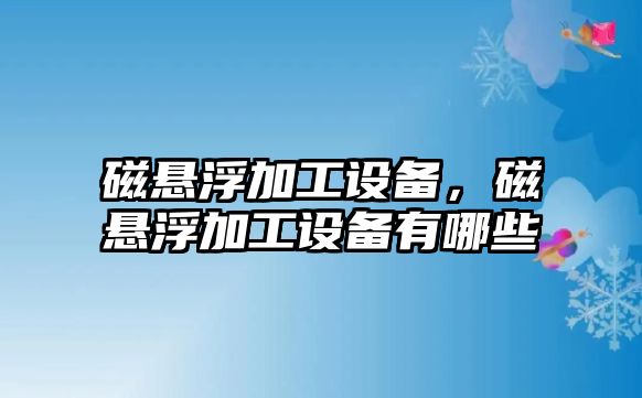 磁懸浮加工設備，磁懸浮加工設備有哪些