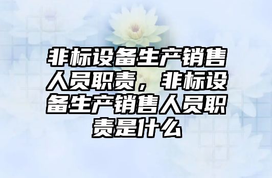 非標設備生產銷售人員職責，非標設備生產銷售人員職責是什么